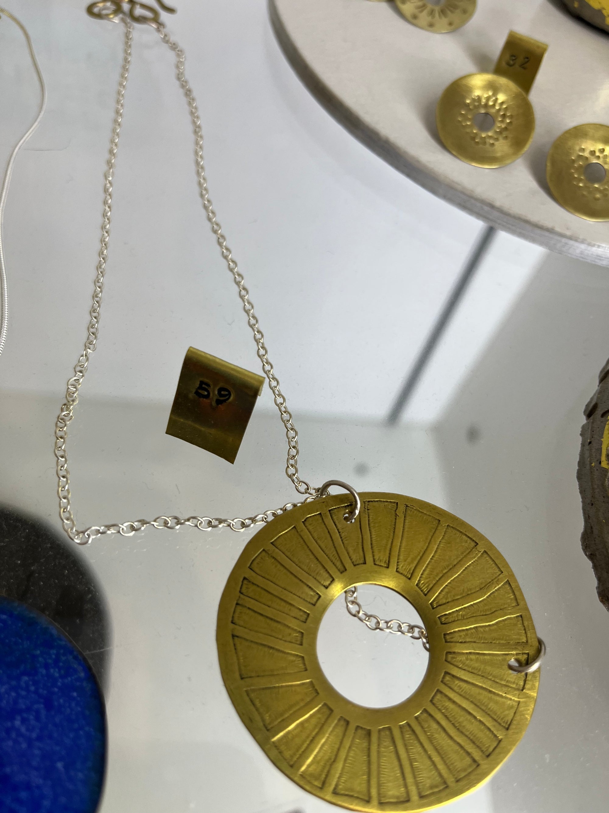Copper Moss brass circle pendent
