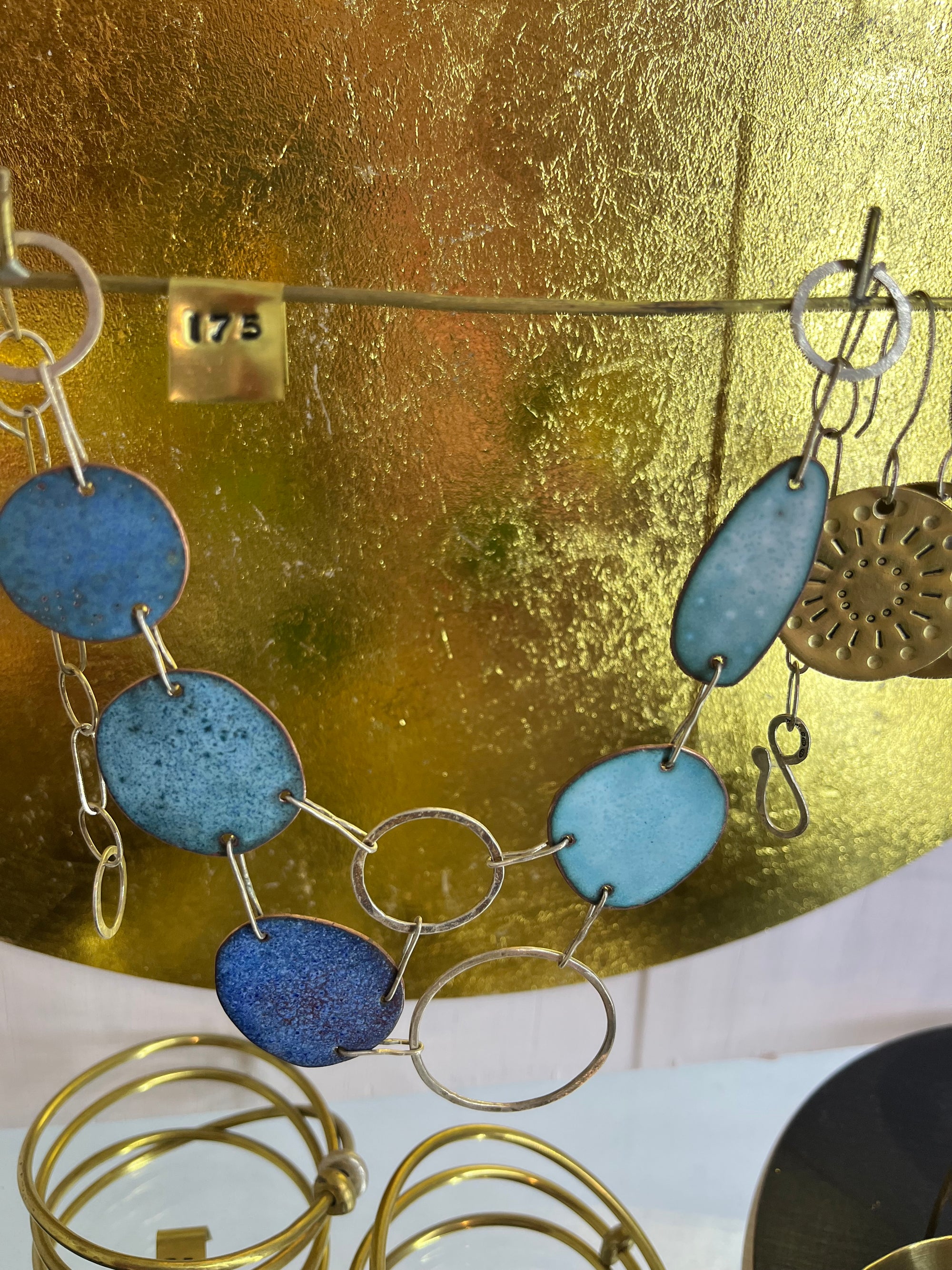 Copper Moss enamelled brass necklace