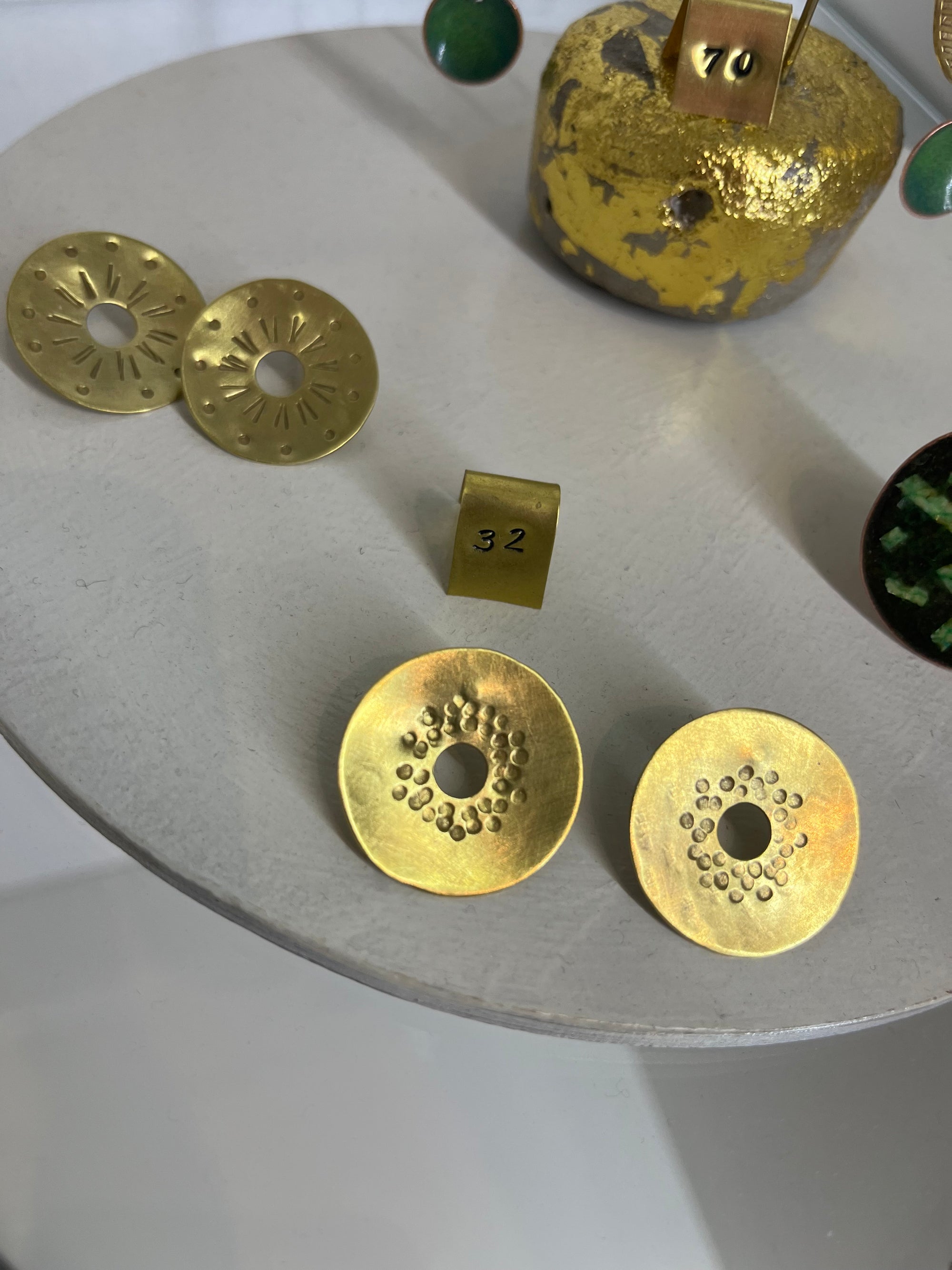 Copper Moss brass circle stud earings