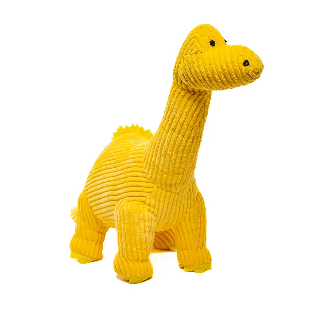 Small Corduroy Diplodocus Dinosaur Plush Toy in Yellow