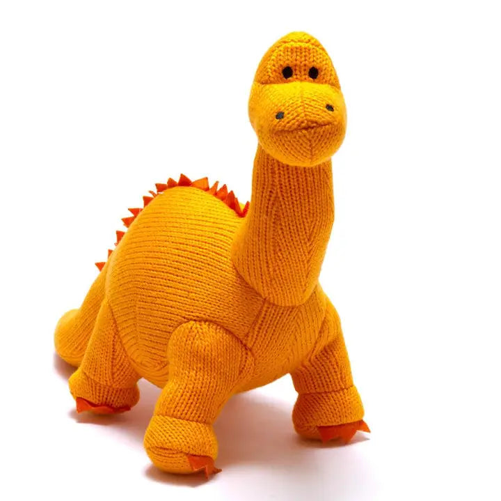 Diplodocus Knitted Dinosaur Soft Toy Orange
